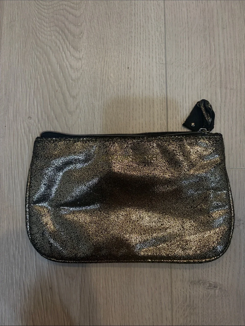 Victoria's Secret Metallic Black Cosmetic Pouch